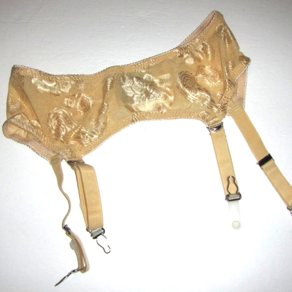 TVRtyle Wide Strap Metal Clips Garter Belt for Stockings, Gold, Size S Brand New
